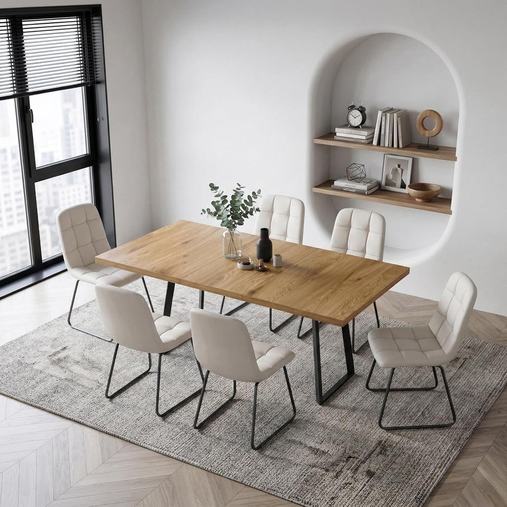 ZckyCine Extendable Dining Table Set 47"-63", Rustic Wood Table wit...