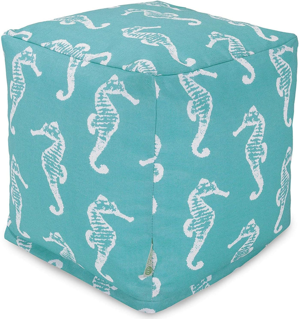 Majestic Home Goods Sea Horse Indoor/Outdoor Bean Bag Ottoman Pouf Cube, 17&q...
