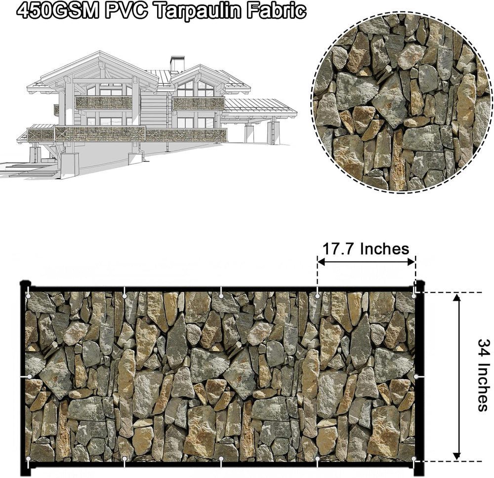 NAIMORUI Balcony Privacy Screen, 450 GSM PVC Fence Cover, 34 x 180 Inches