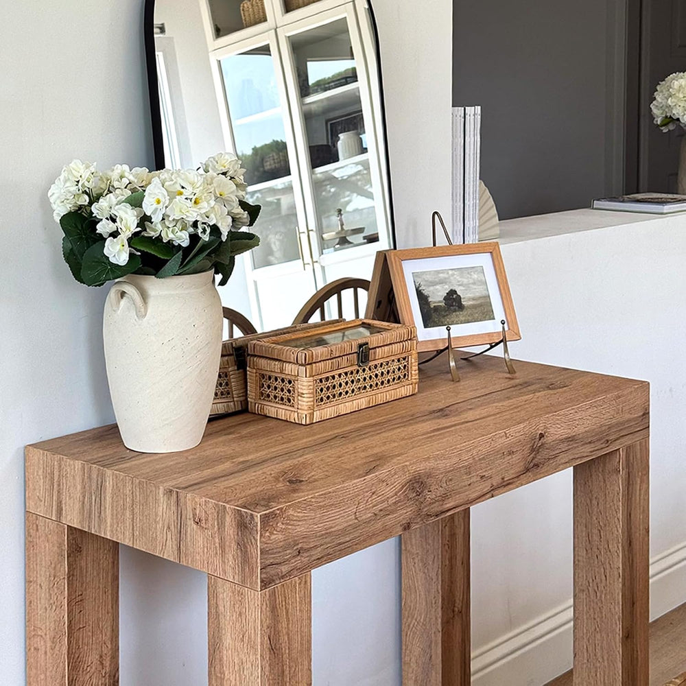 Mobili Fiver, First, Extendable Console Table 17.7(120) x35.4 in, Rustic Oak,...
