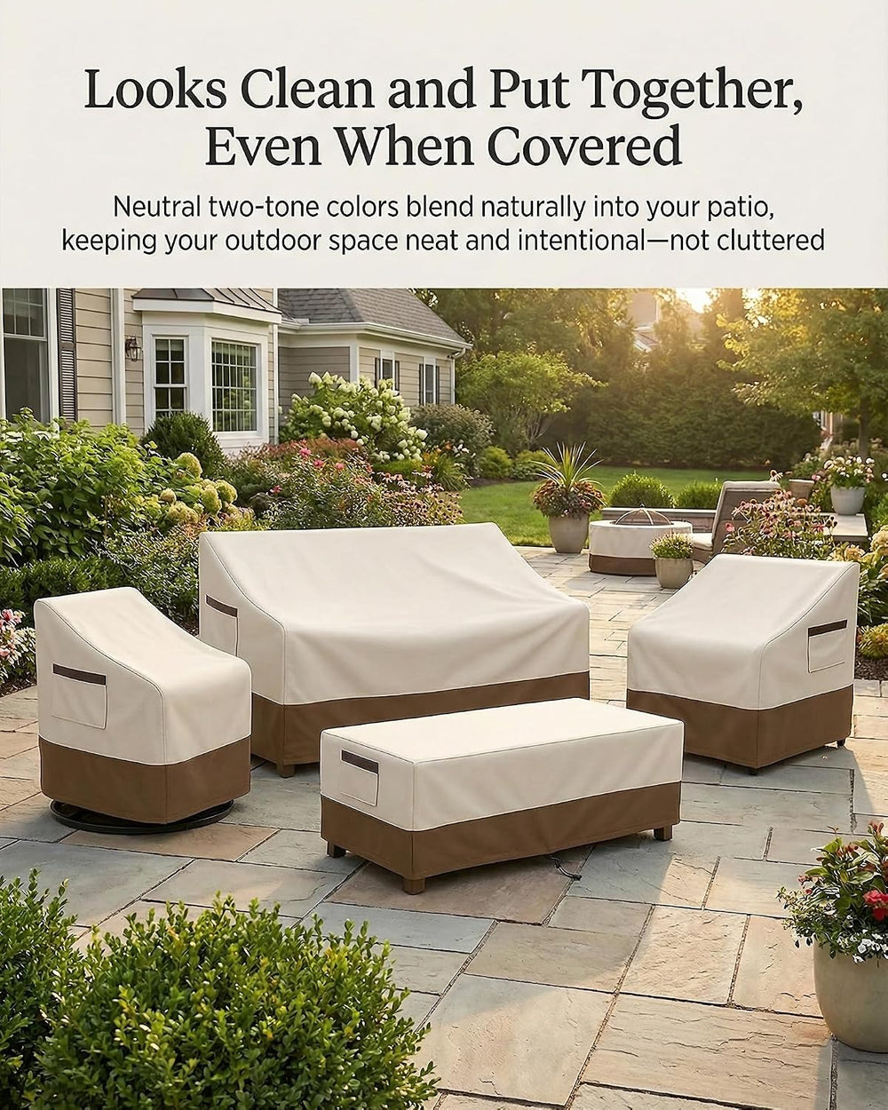 4-Piece Patio Furniture Cover Set, Waterproof Outdoor Furniture Covers for 3-...