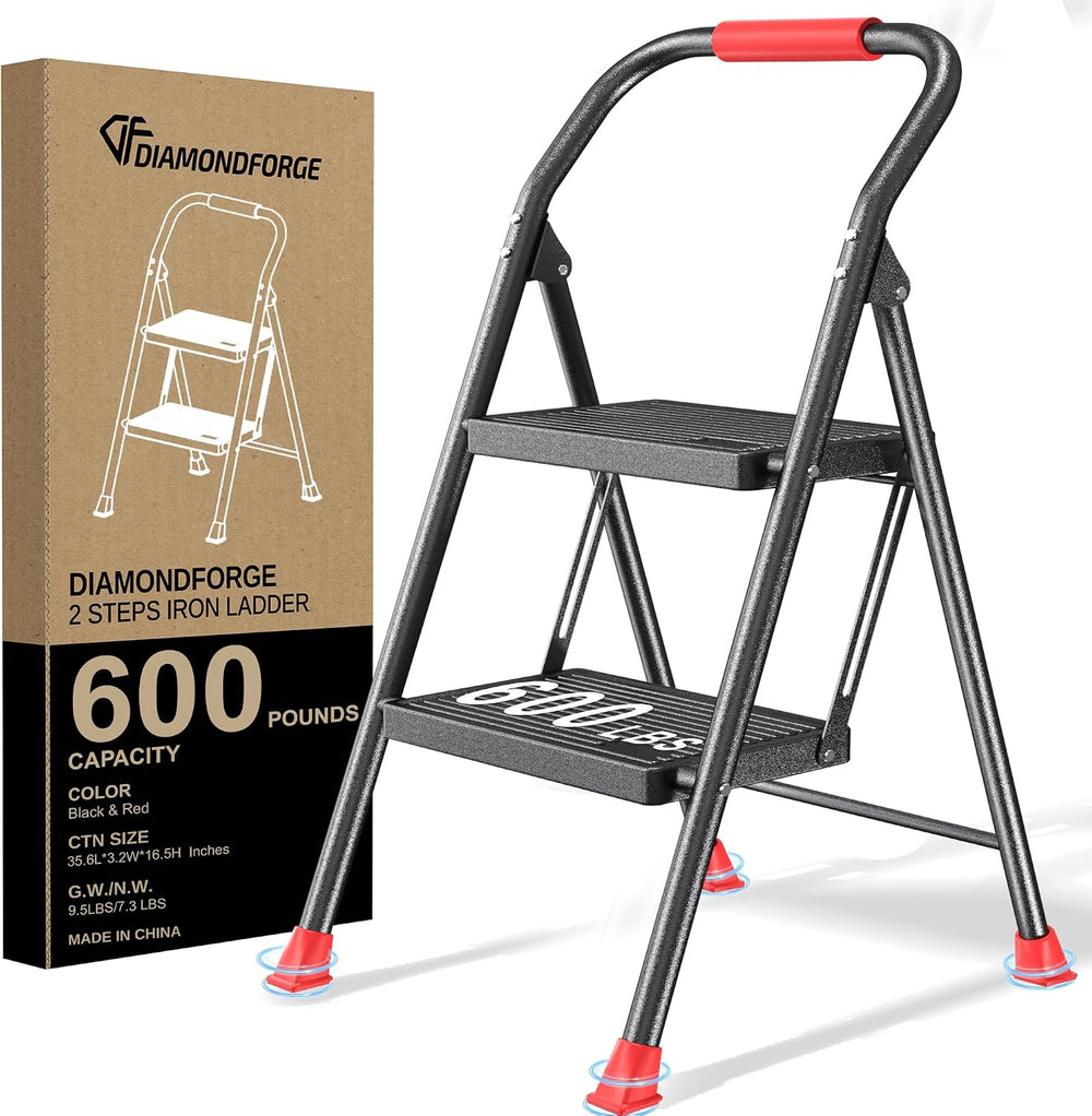 Step Ladder Foldable Folding Stool - for Home Adults Kitchen 2 Stepping Exten...