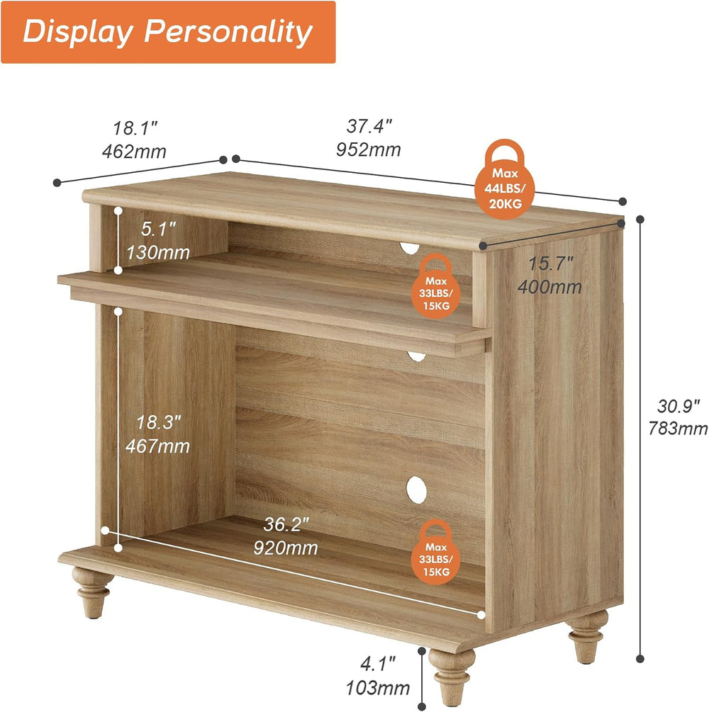 WAMPAT Tall Side Table, Large End Table with 2 Storages for Living Room, Farm...