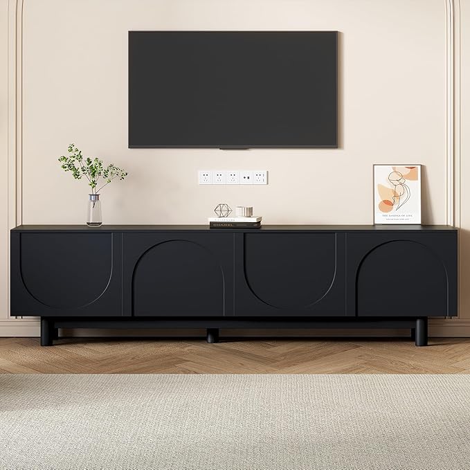 Ball & Cast Modern TV Stand with Arch Cabinets for TVs up to 78", Mi...
