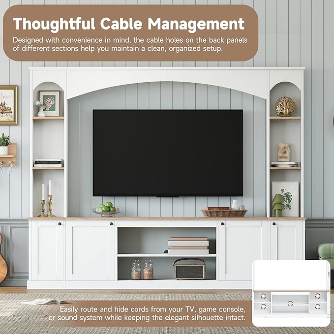 Merax Elegant Arched Entertainment Center Wall Unit with Bookshelf, Minimalis...