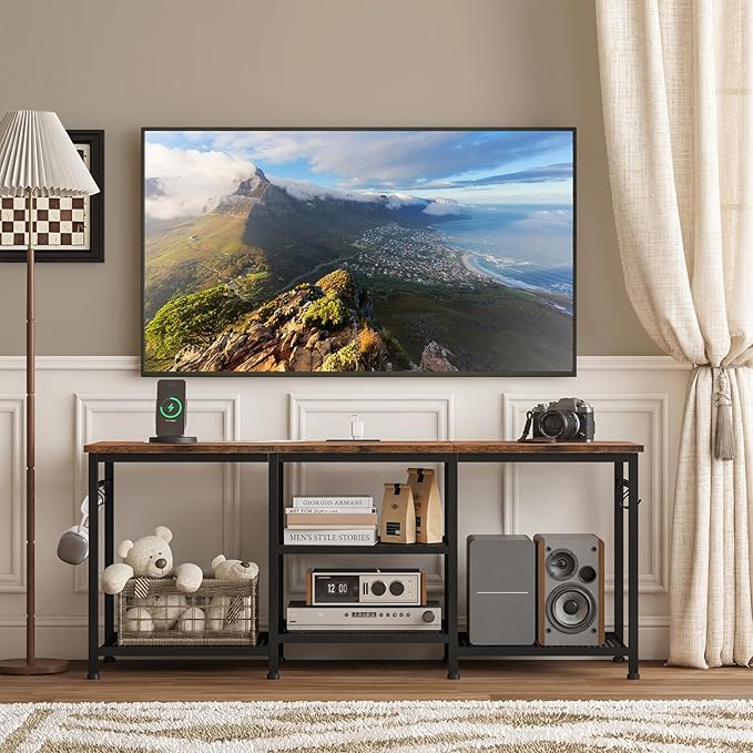 YGEOMER Entertainment Center for 55 50 45 43 40 32 Inch TVs, TV Stand with Po...