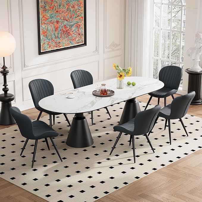 Dining Chairs Set of 6 Modern Fabric Dining Room Chairs Upholstered Dining Ch...