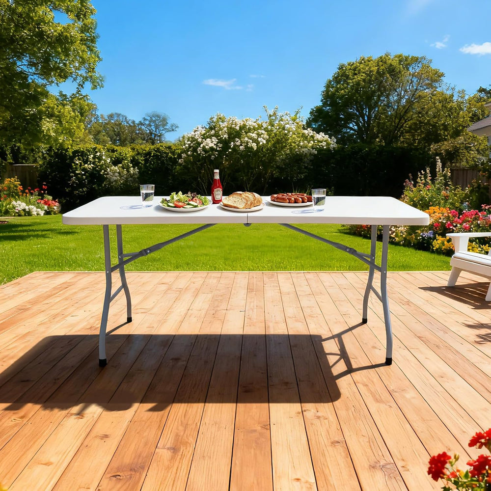 Lakhow 6 FT Folding Table,Outdoor Indoor Plastic Table Portable Square Height...
