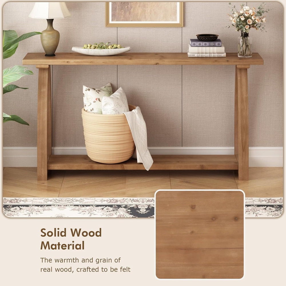HOKYHOKY Solid Wood Console Table, 63" Long Farmhouse Entryway Tables Na...