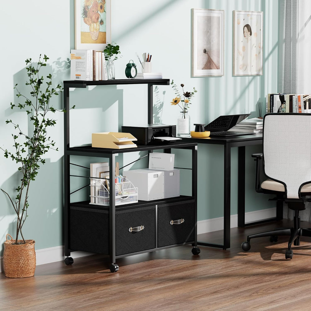 VECELO Mobile Filing Cabinet on Lockable Wheels,Under Desk Organizer with Han...