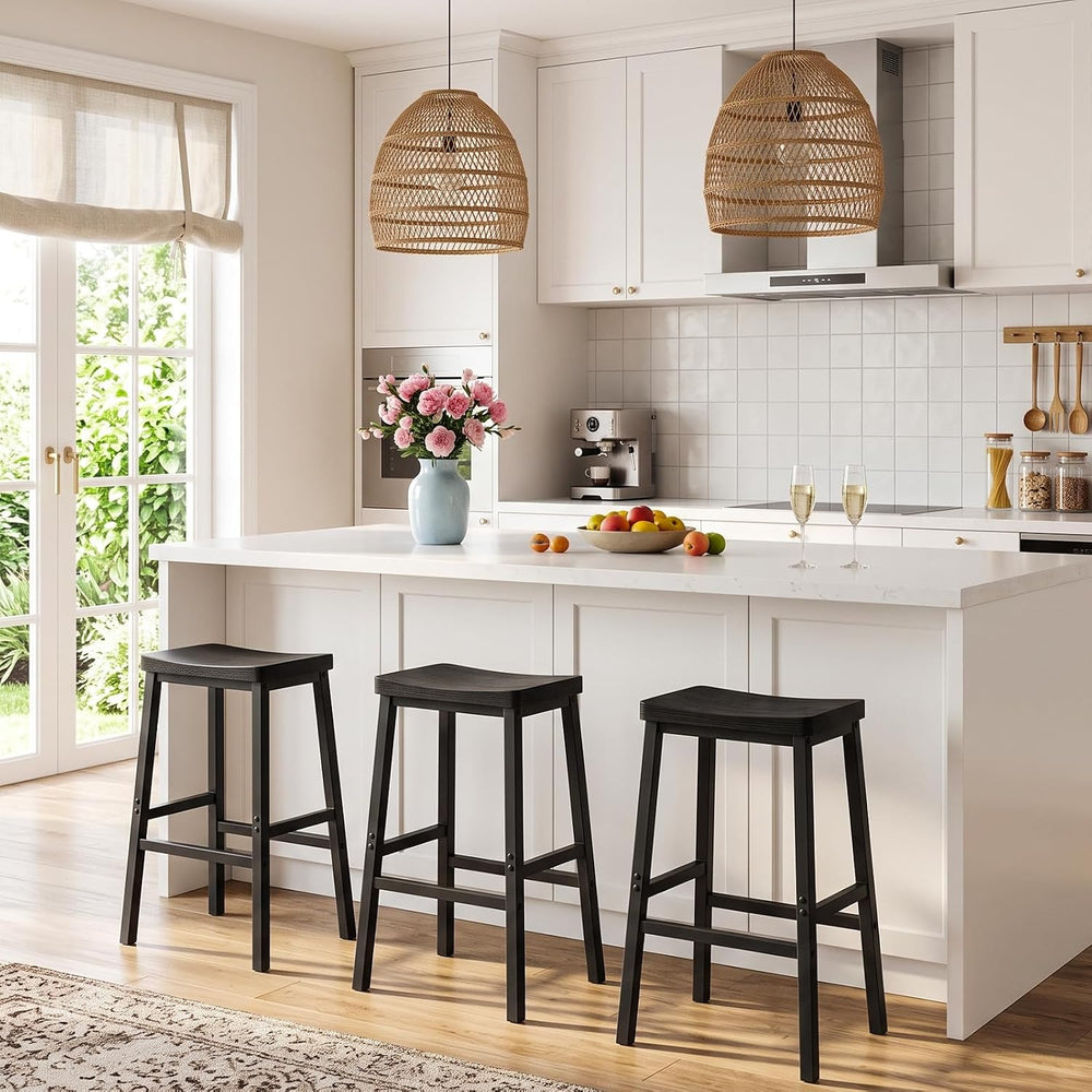 HOOBRO Bar Stools Set of 3, Counter Height Bar Stools, 23.6'' Bar Cha...