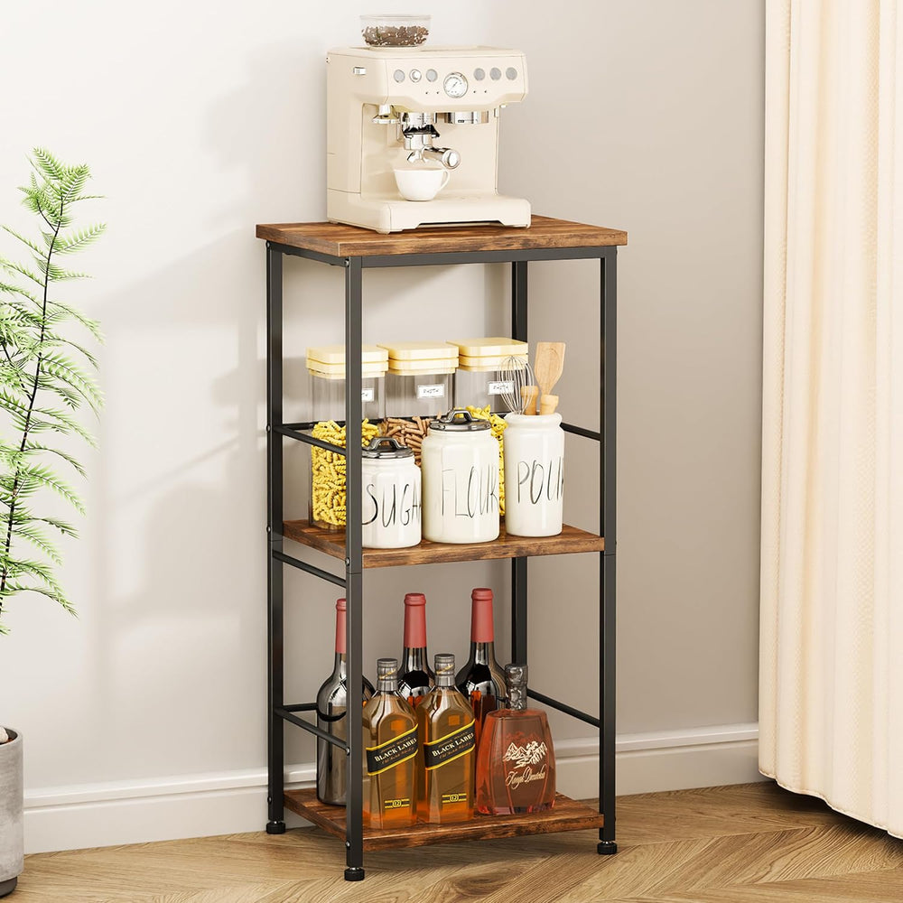 SWTYMIKI Coffee Bar Cabinet for Home - 3-Tier Sturdy Farmhouse Coffee Stand S...