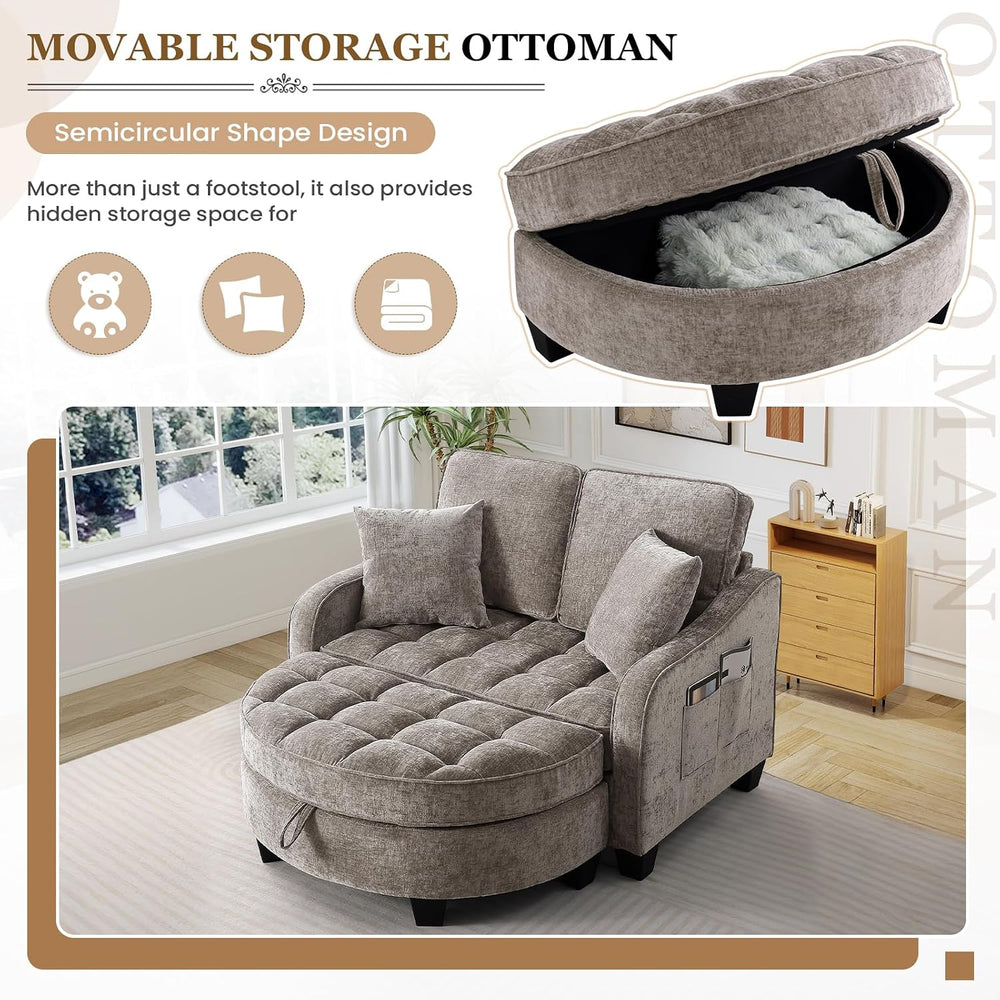 Oversized Chair and A Half, Chenille Tufting Accent Cozy Reading Sofa Chair w...