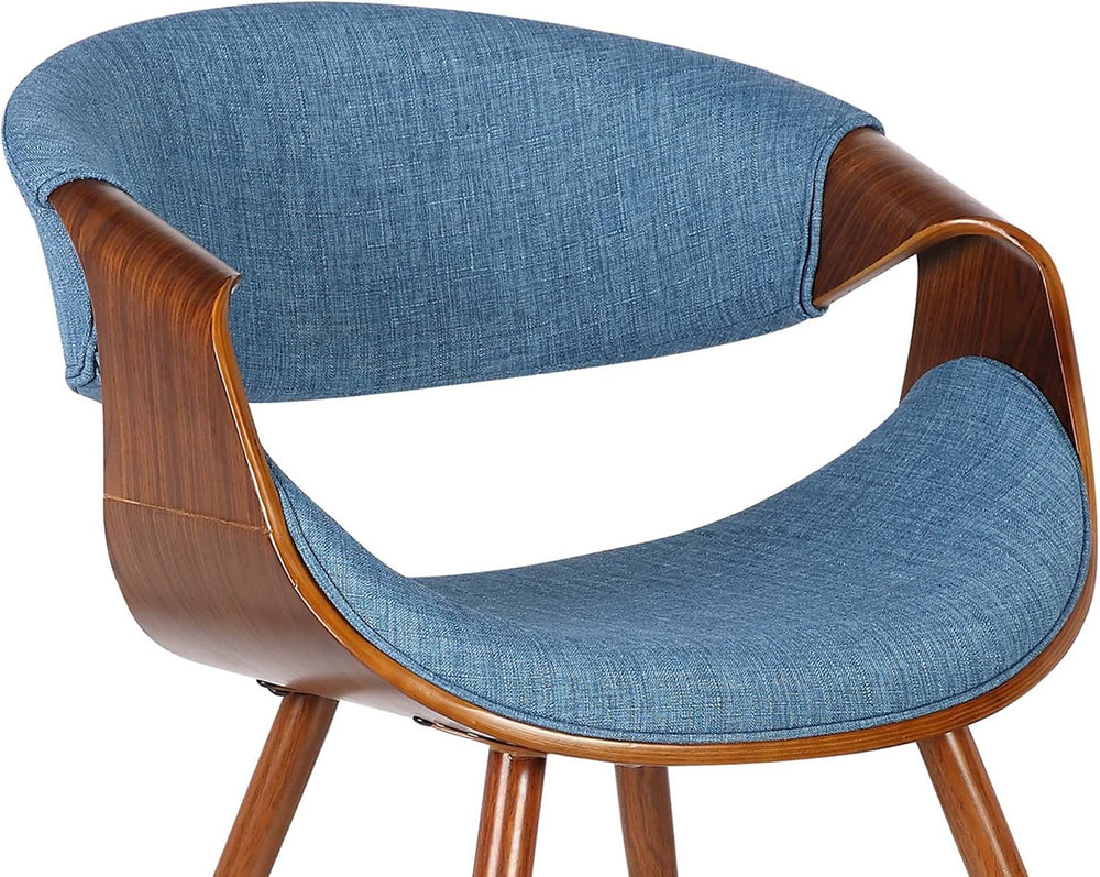 Armen Living Butterfly Mid-Century Dining Chair in Walnut Finish and Blue Fab...