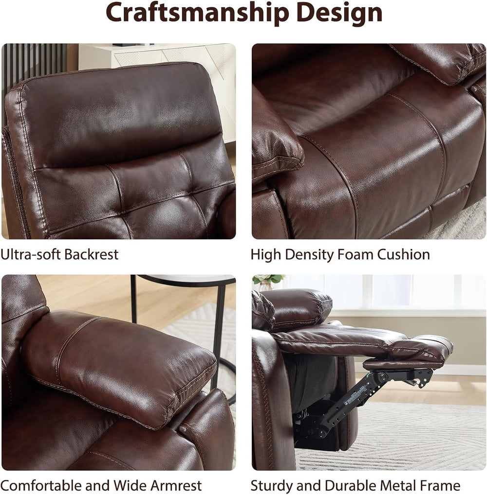 CANMOV Genuine Leather Power Reclining Sofa Set,Living Room Furniture Sofa Se...