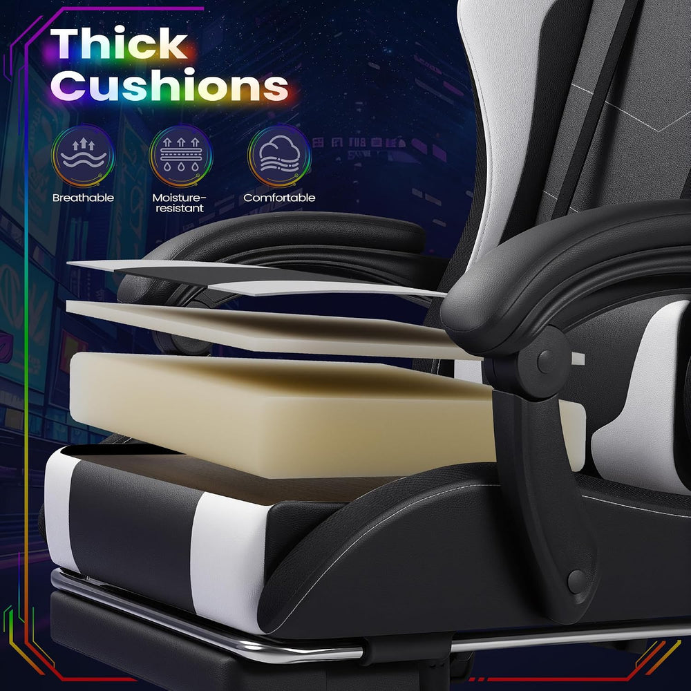Homall Gaming Chair, Video Game Chair with Footrest and Massage Lumbar Suppor...