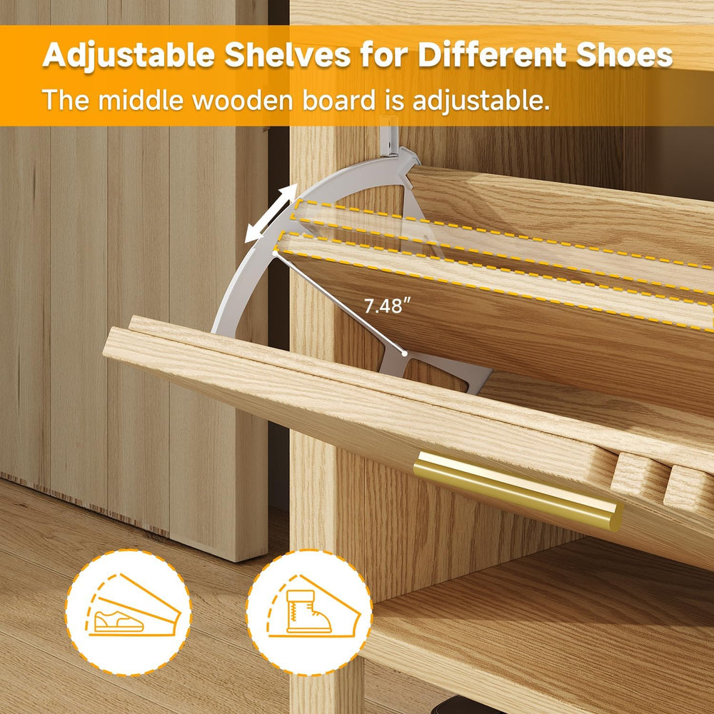 UNIQUITE 40" Shoe Storage Bench with Flip Drawers & Padded Seat Cush...