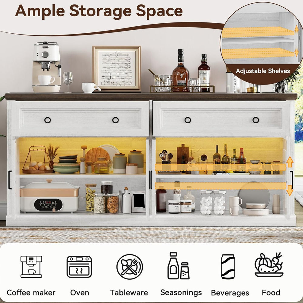 63'' Sideboard Buffet Cabinet with Storage, Modern Credenza with Outl...