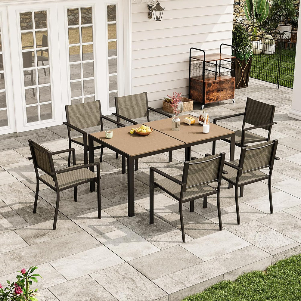 Aoxun 7-Piece Patio Table and Chairs Set for 6, All Weather Outdoor Dining Se...