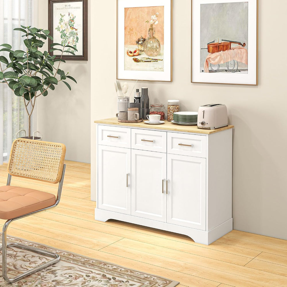 HOMCOM Sideboard Buffet Cabinet with 3 Storage Drawers White