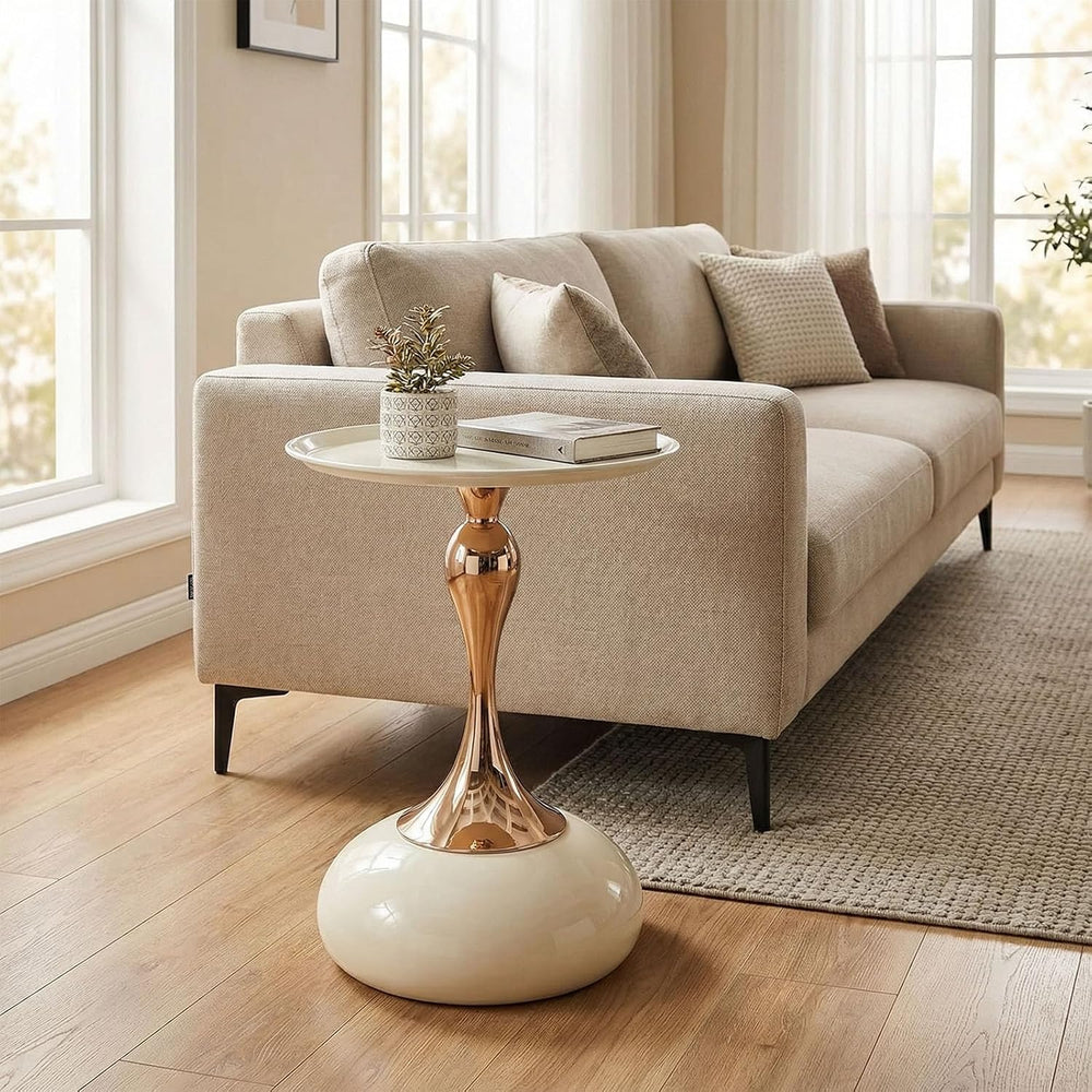 Elegant Modern Side Table Unique Hourglass Design Ideal for Living Rooms, Caf...