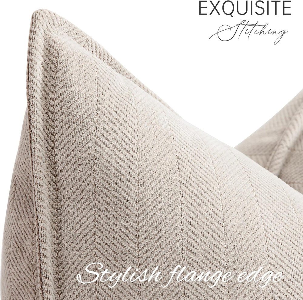 ZWJD Beige Pillow Covers 24x24 Set of 2 Chenille Throw Pillow Covers with Ele...
