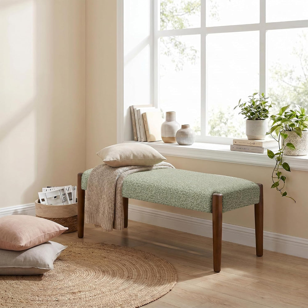 Usaint 42" End of Bed Bench, Modern Upholstered Bedroom Bench with Rubbe...