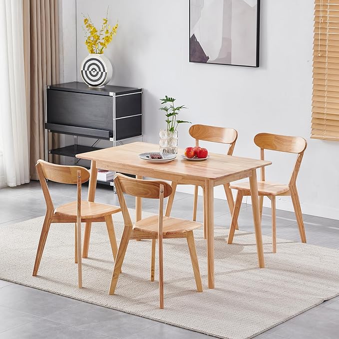 Wood Louis Dining Chairs Set of 4 Home Kitchen Modern Kitchen Chairs 100% Nat...