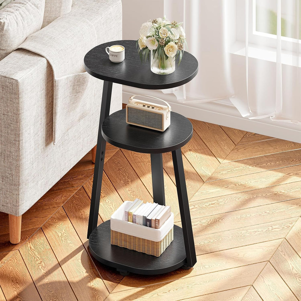Kalrin Side Table, Small End Table with Metal Frame, 3-Tier Bedside Tables, R...