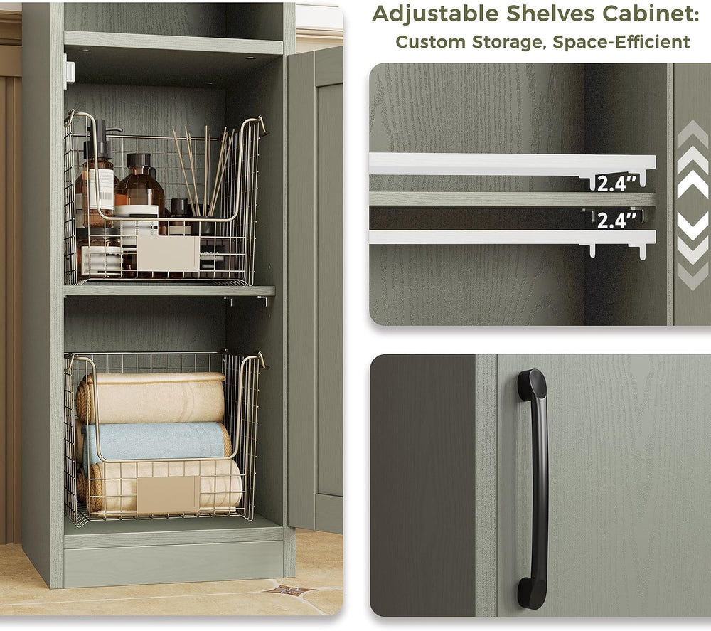 IRONCK Tall Bathroom Cabinet with Drawer and Door, 71" H Slim Freestandi...