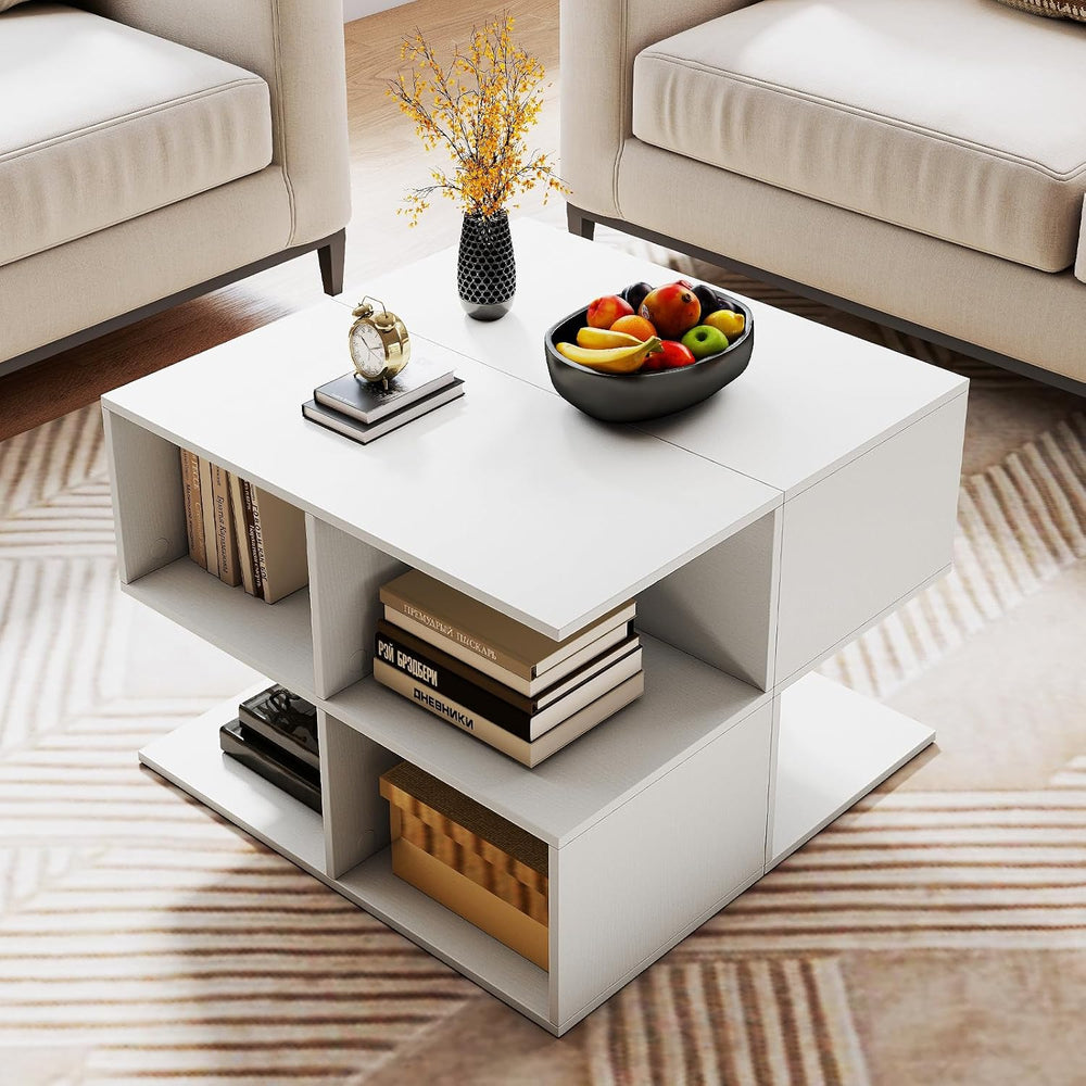 Giantex 4-Cube Book Shelf, 17'' Modern S-Shaped Couch End Sofa Side T...