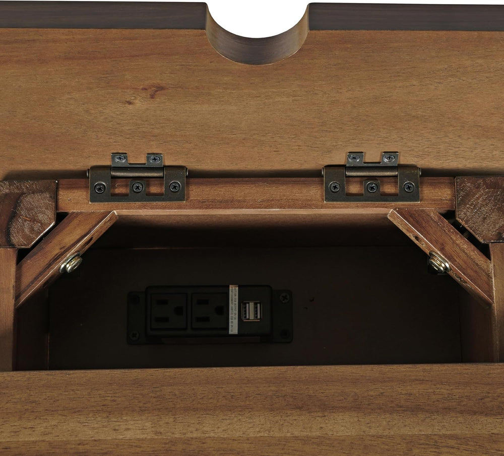 Jofran Acacia Wood USB Charging End Table with Storage, Transitional Side Tab...