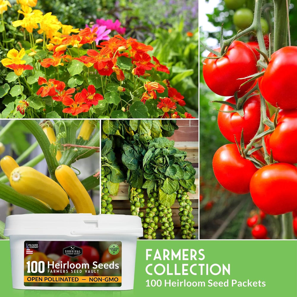 Farmer Seed Vault – 100 Packs of Seed for Heirloom Vegetable Gardens