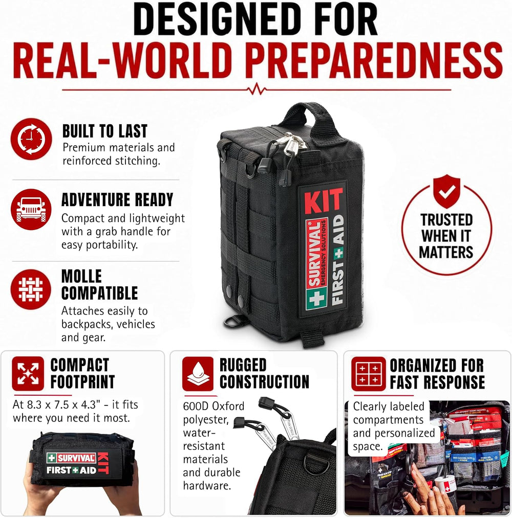 SURVIVAL 95-Piece Emergency Response First Aid Kit, Compact Adventure Kit