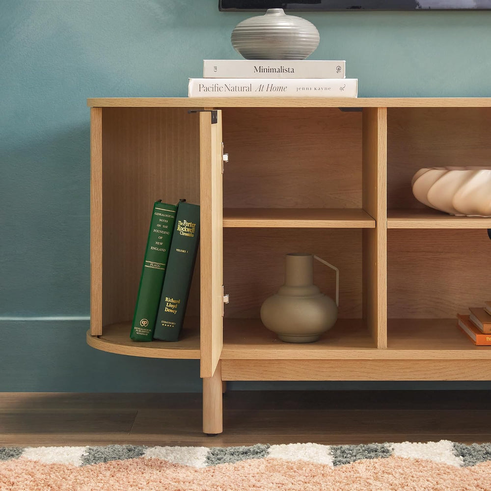 Walker Edison Modern Curved Reeded TV Stand for TVs up to 70 Inches, Credenza...