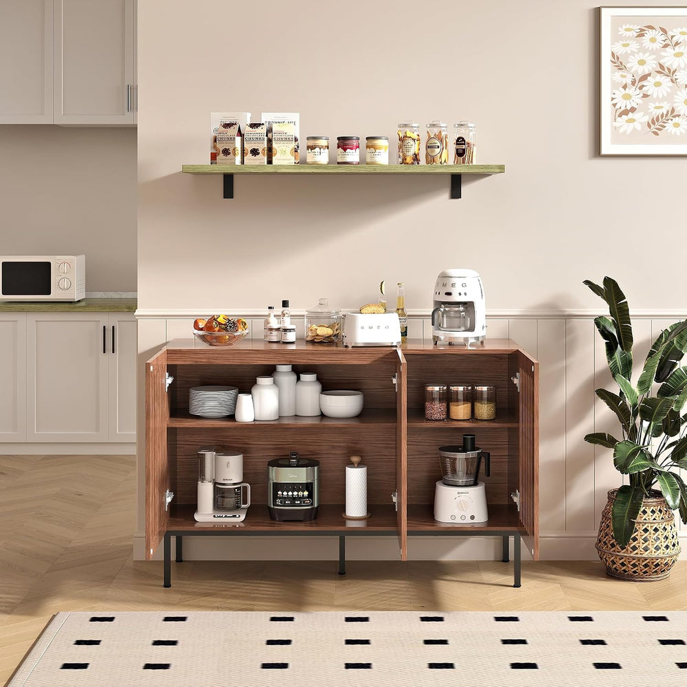 BVIUNTWO Buffet Cabinet, Modern Credenza Storage Cabinet with Adjustable Shel...