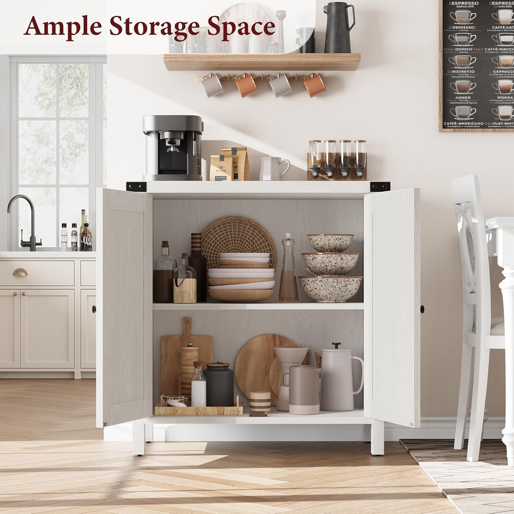GarveeHome Small Storage Cabinet, Farmhouse Sideboard Buffet Cabinet with 2 D...