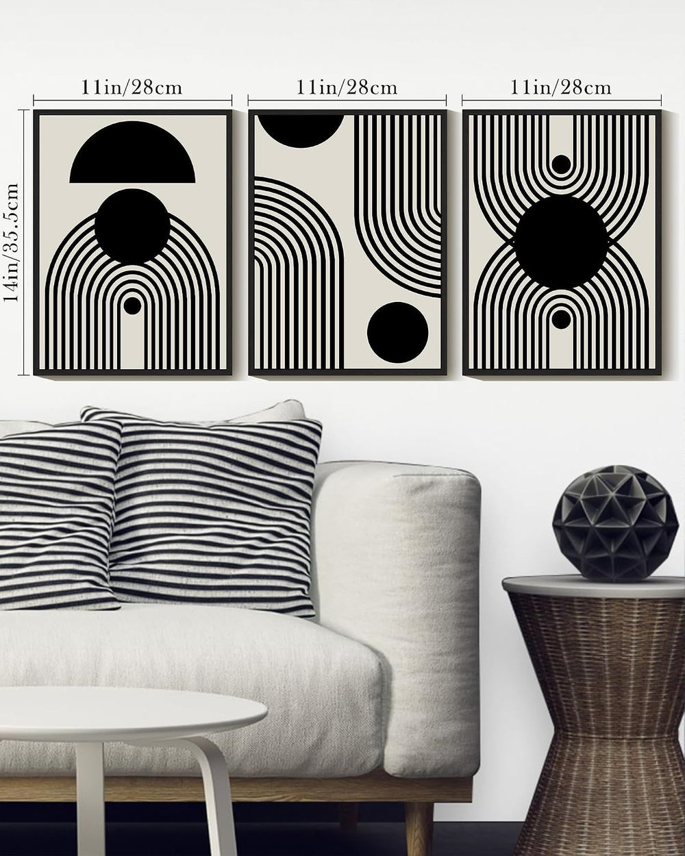 Drsoum Black and White Abstract Framed Wall Art Decor Duotone Minimal Dark Br...
