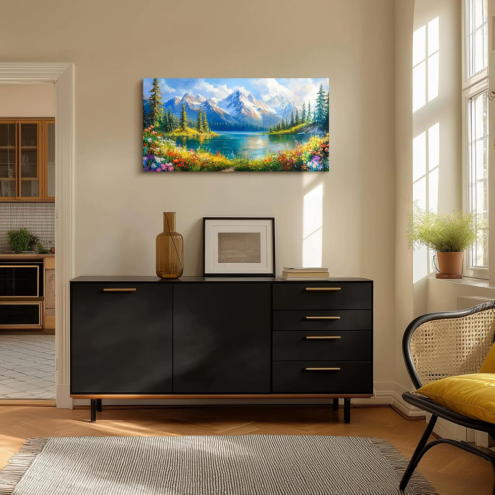 crmotu Spring Landscape Wall Art, Nature Wildflowers Wall Decor 20"x40&q...