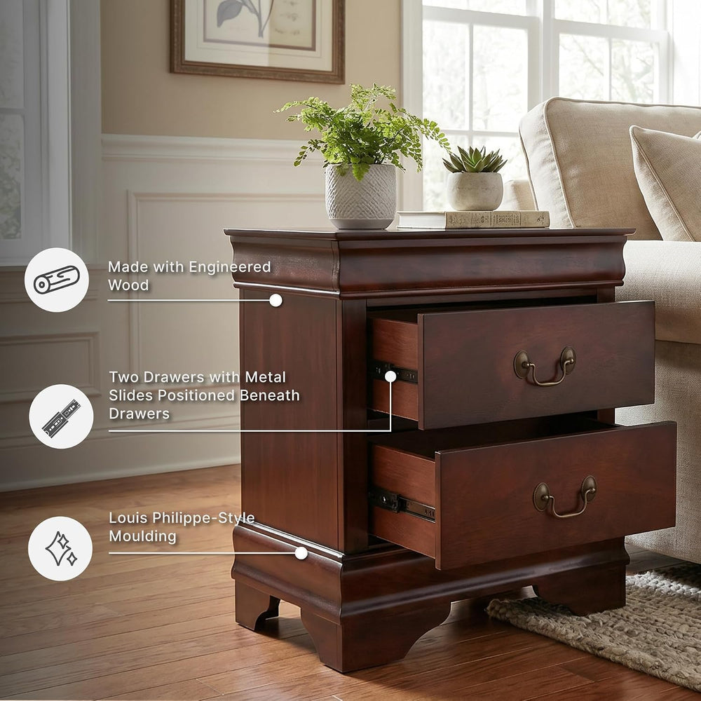 Signature Design by Ashley Alisdair 2 Drawer Nightstand, Reddish Brown | 21.6...