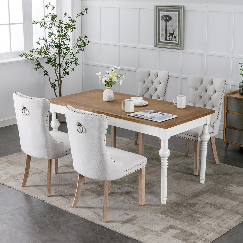Ball & Cast Contemporary Upholstered Dining Chairs Set of 2, Button Tufte...