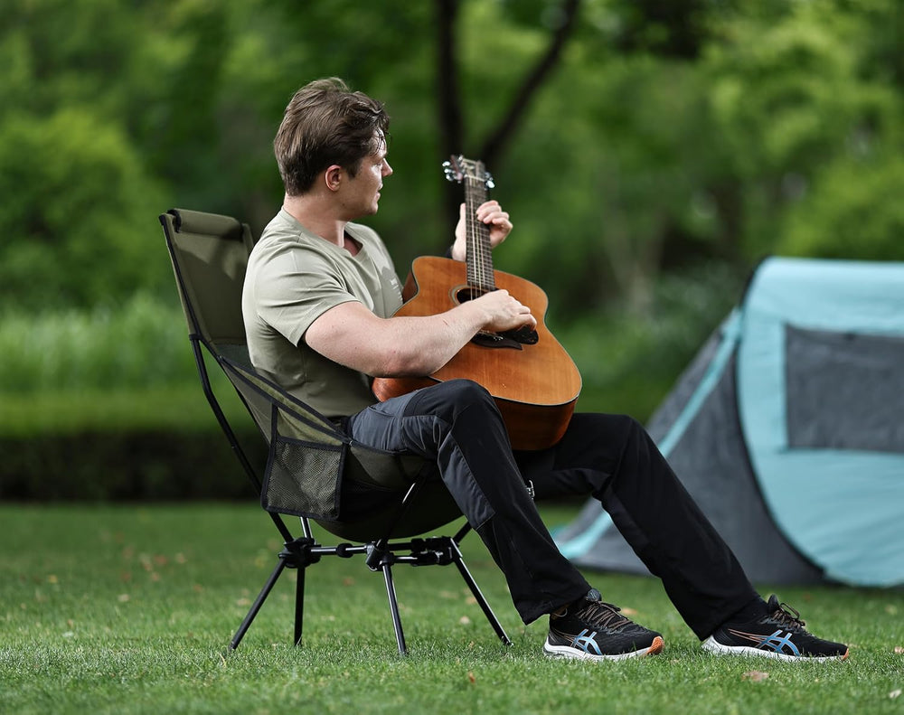 MARCHWAY Lightweight Folding High Back Camping Chair with Head Support, Stabl...