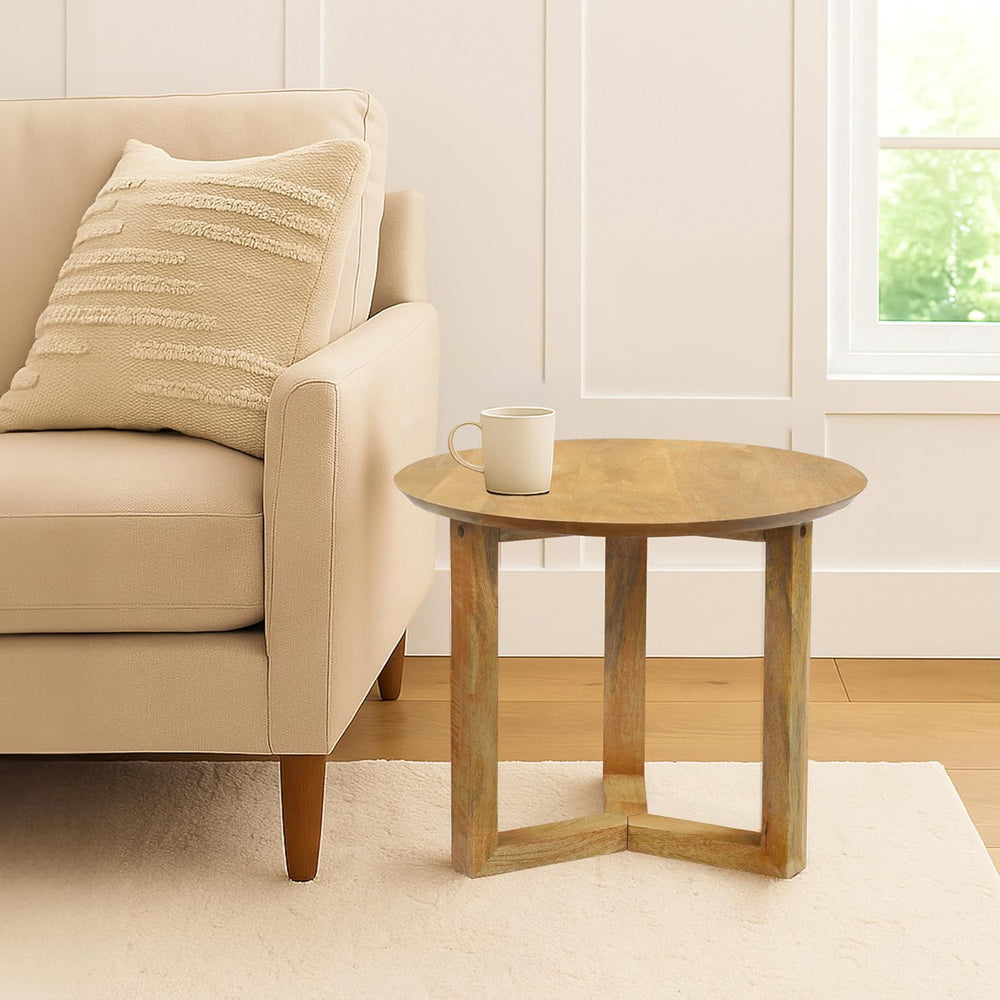 TUP THE URBAN PORT Nina 18.5" Round Handcrafted Side End Table | Natural...