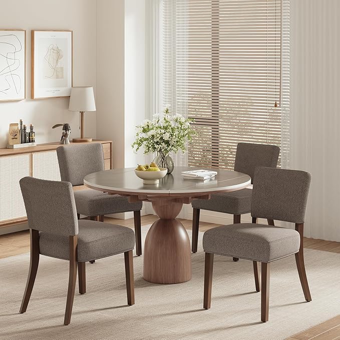 COLAMY Mid Century Modern Dining Chairs Set of 4, Upholstered Kitchen Chairs ...