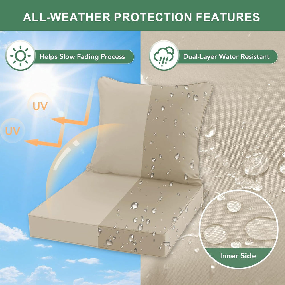 Summsun Patio Chair Cushions 22 x 22 Inch, Cream, Set of 4