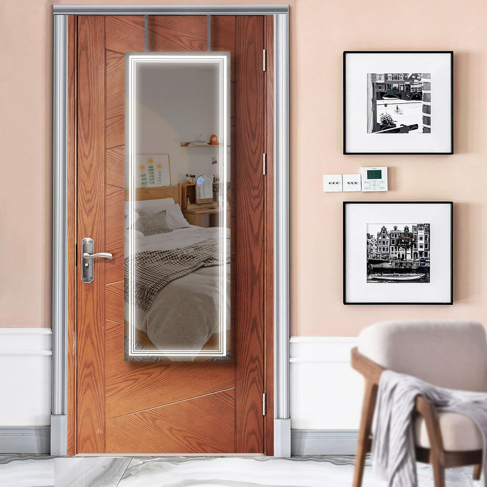 Tektalk Jewelry Cabinet with 3 Groove Mirror Lamps, Full Length Mirror, Wall/...