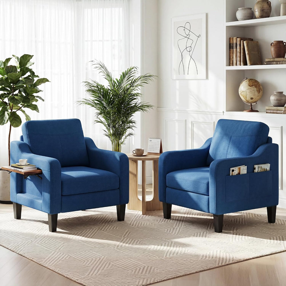 Accent Chairs Set of 2 for Living Room, Mid-Century Upholstered Armchair with...