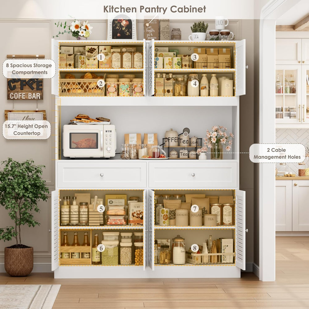 HIFIT 71“HX55“W Large Pantry Cabinet for Food Storage, Farmhouse Kitchen Hutc...