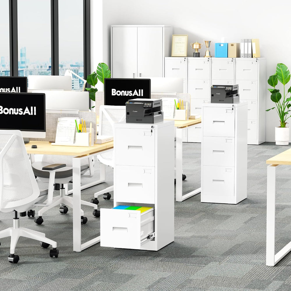 Bonusall Vertical File Cabinet with Lock 3 Drawer Locking Vertical Filing Cab...