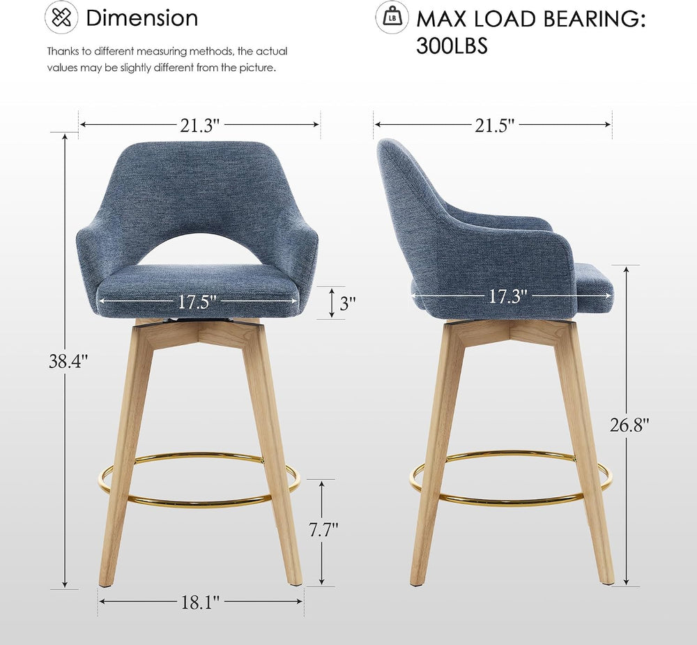 Zesthouse Swivel Counter Stools Set of 4, Wooden Counter Height Bar Stools | ...